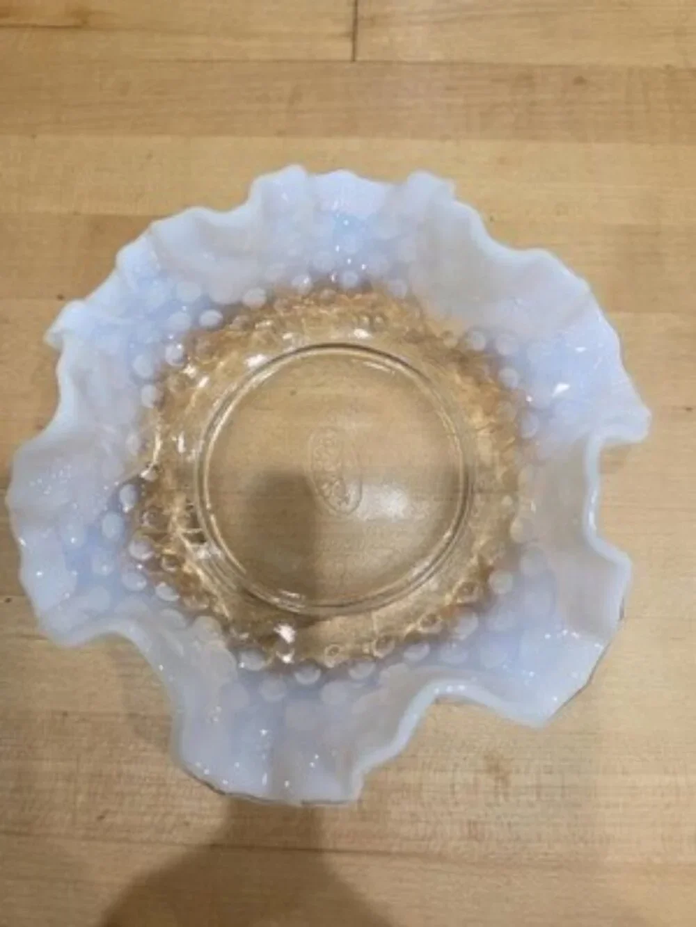 Vintage Fenton French Opalescent Hobnail Ruffled Dish Small Candy Bowl 5